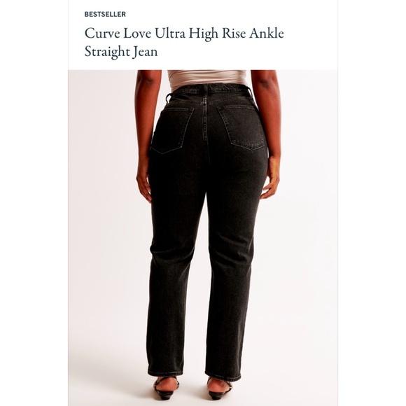 Abercrombie & Fitch Curve Love Ankle Straight Ultra High Rise Black 25/0 - Picture 5 of 5